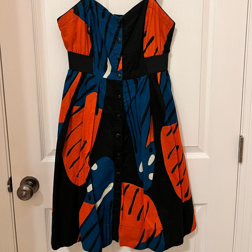Anthropologie Maeve Black and Orange Dress